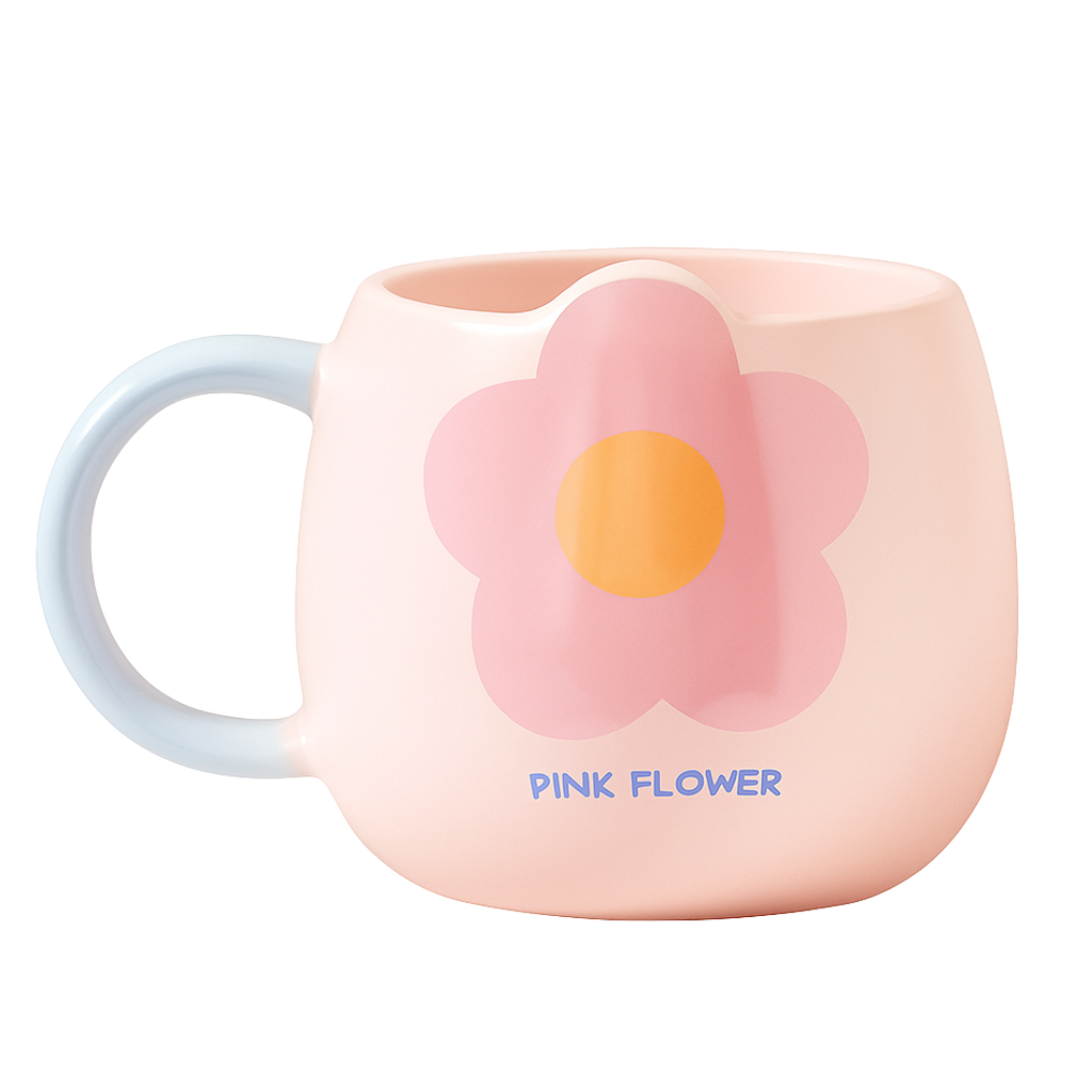 Pastel Flower Cartoon Ceramic Mug Set