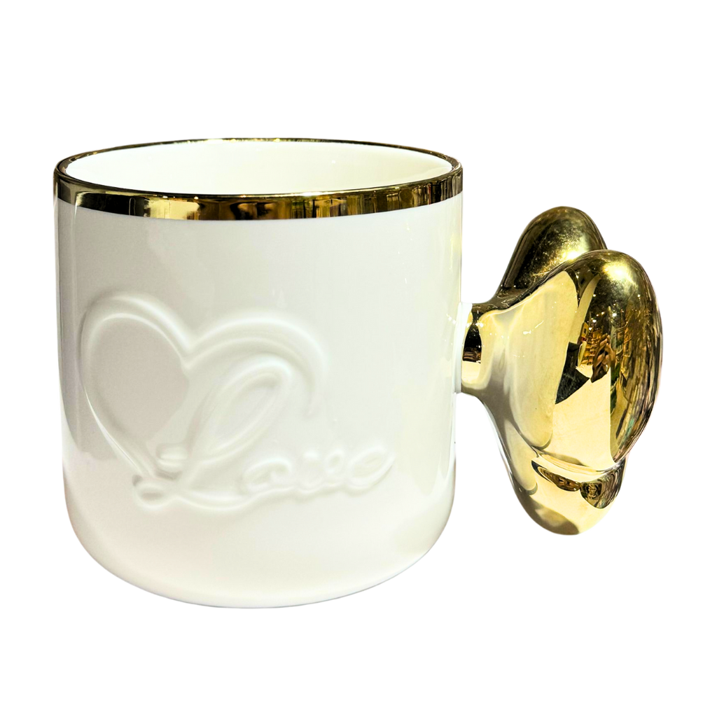 Elegant Ceramic Mug with Gold Heart Handle