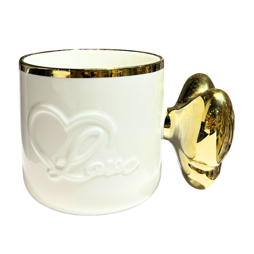 Elegant Ceramic Mug with Gold Heart Handle