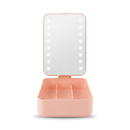 Rectangular Illuminated Mirror with Organizer Base