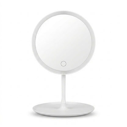 Round Illuminated Vanity Mirror with Tray Base
