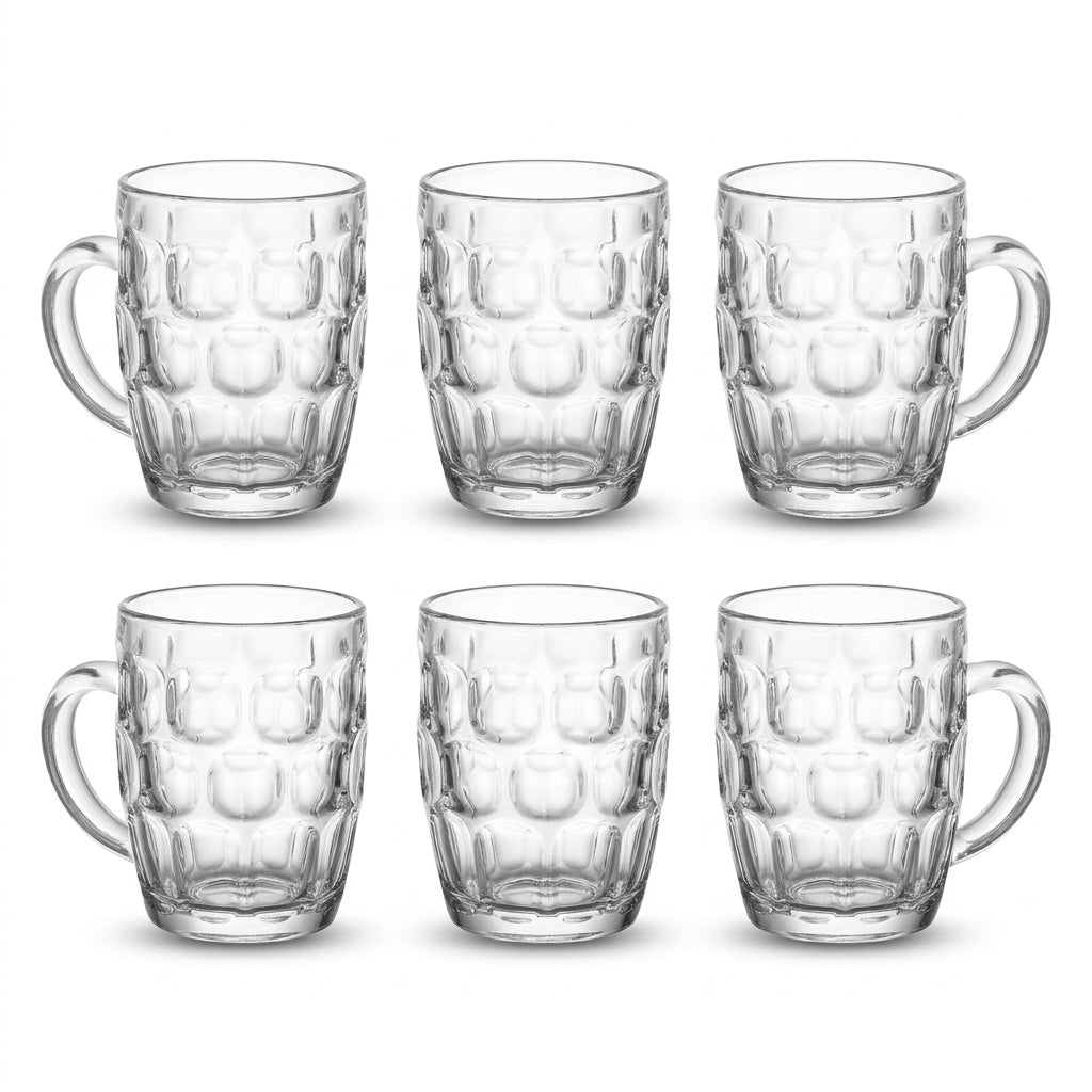 Clear Dimpled Glass Mugs with Handles