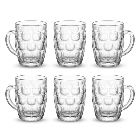 Clear Dimpled Glass Mugs with Handles
