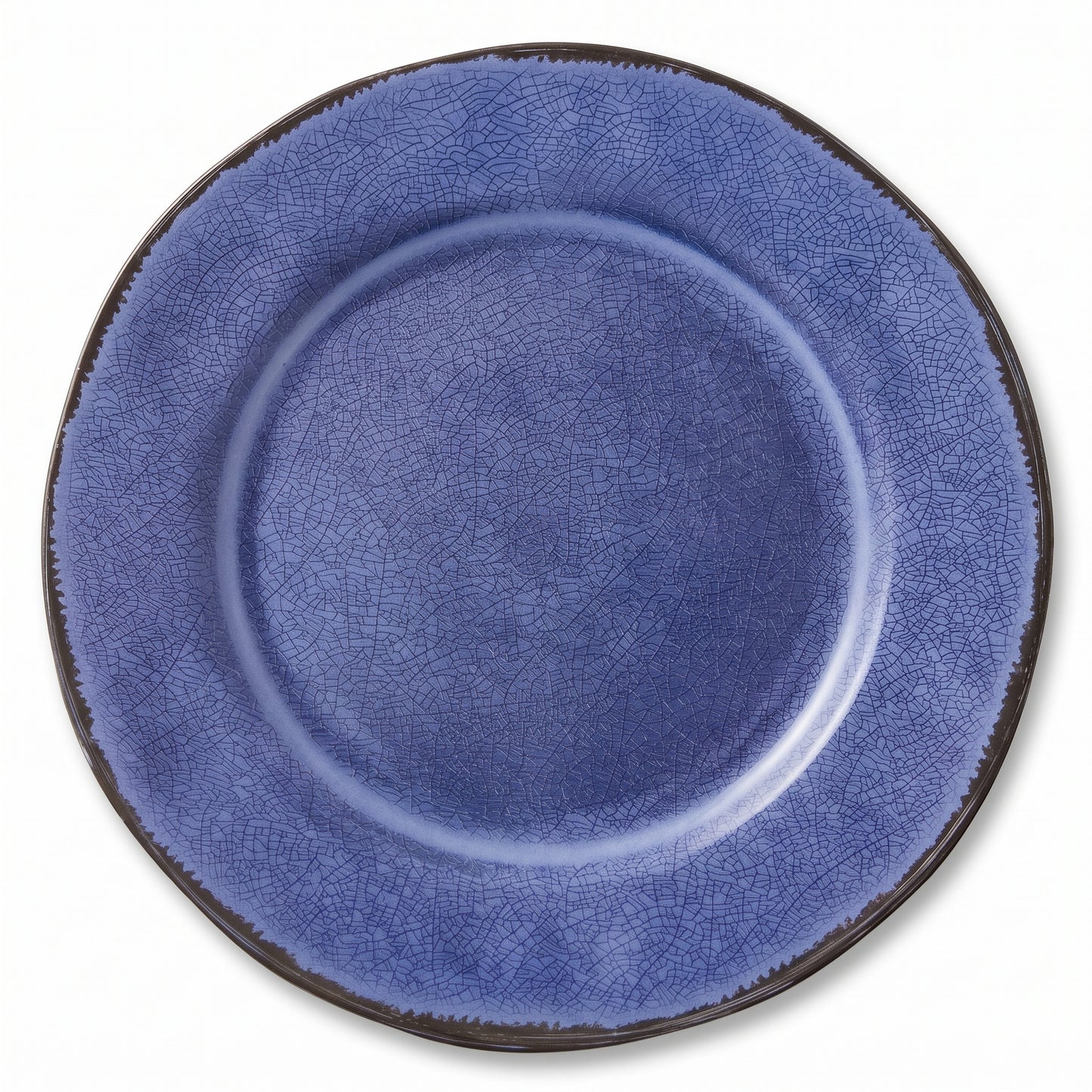 Round Plate with Intersecting Web Pattern and Dark Rim
