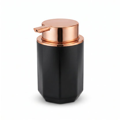 Faceted Liquid Dispenser with Metallic-Toned Pump