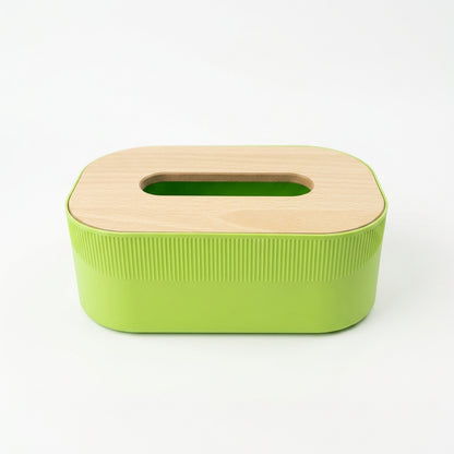 Plastic Tissue Box Organizer Cover with Wooden Lid