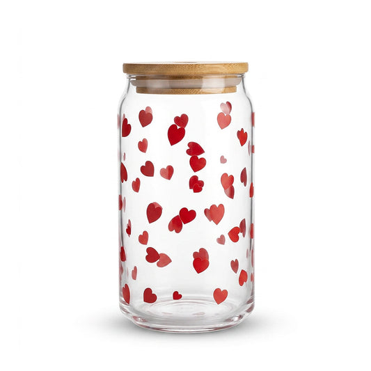 Aesthetic Patterned Iced Coffee Glass with Bamboo Lid