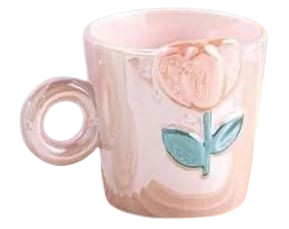 كوب بورسلين برسومات وردية ناعمة