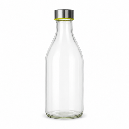 Glass Water Bottle with Stainless Steel Screw Cap