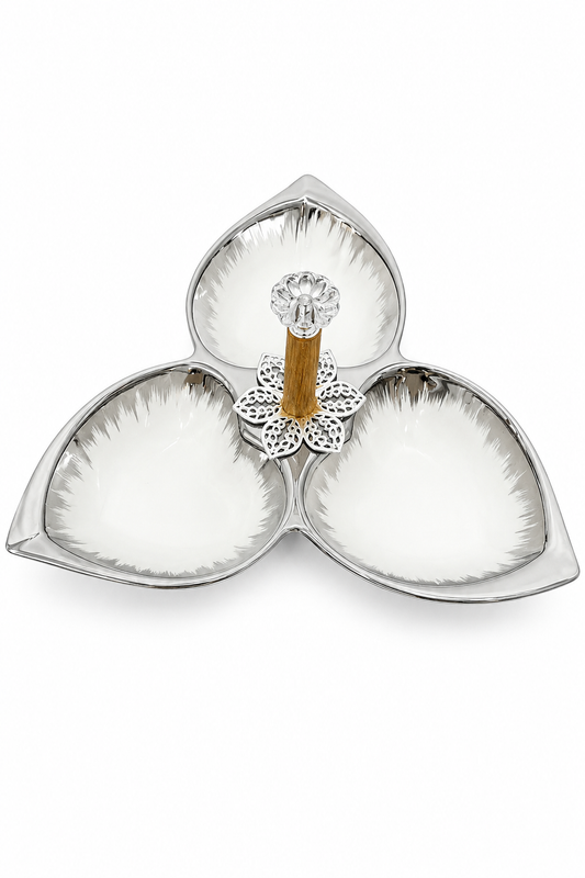 Silver Blossom 3-Compartment Serving Tray