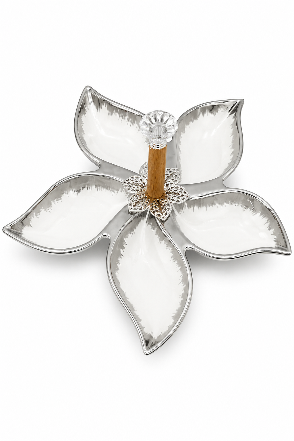 Silver Blossom 5-Compartment Serving Tray