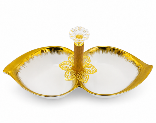 Golden Blossom 2-Compartment Serving Tray