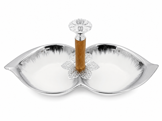 Silver Blossom 2-Compartment Serving Tray