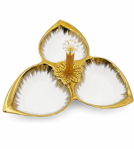 Golden Blossom 3-Compartment Serving Tray