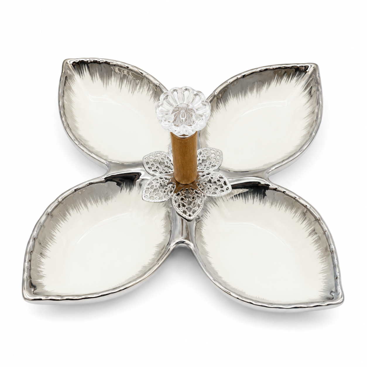 Silver Blossom 4-Compartment Serving Tray