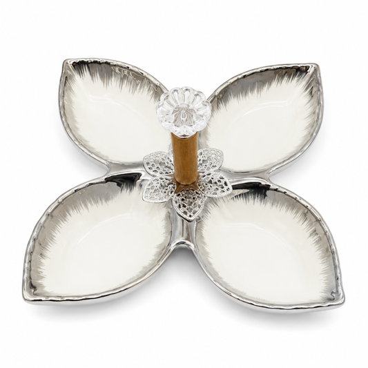 Silver Blossom 4-Compartment Serving Tray