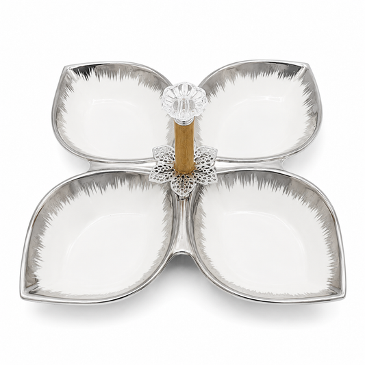 Silver Crystal 4-Section Serving Tray