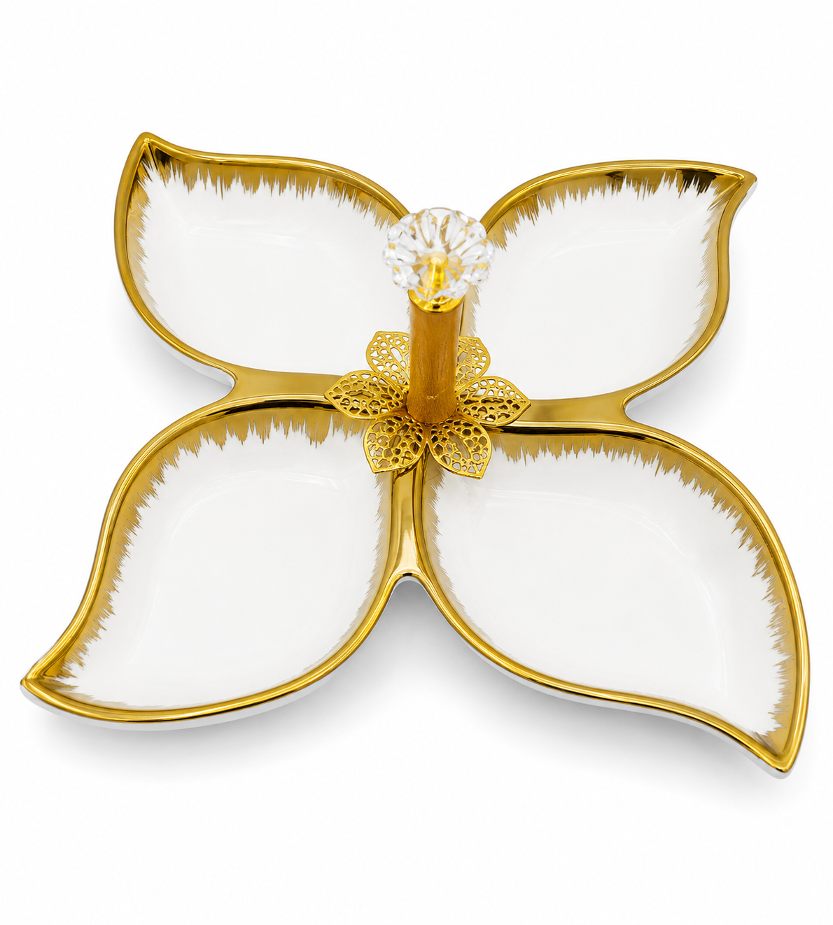 Golden Blossom 4-Compartment Serving Tray