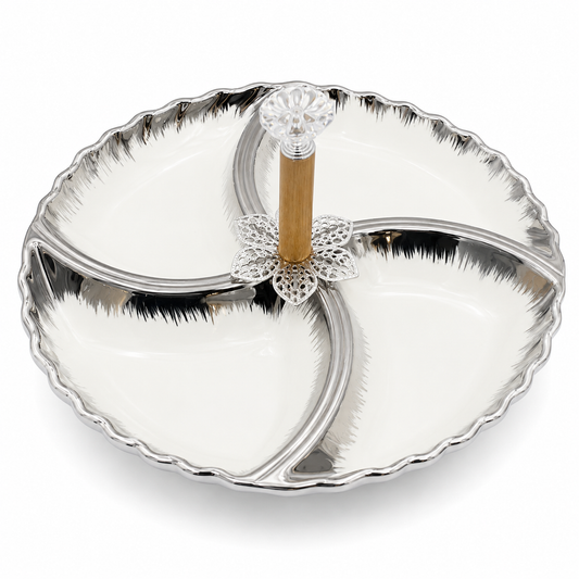 Silver Crystal 4-Section Serving Tray