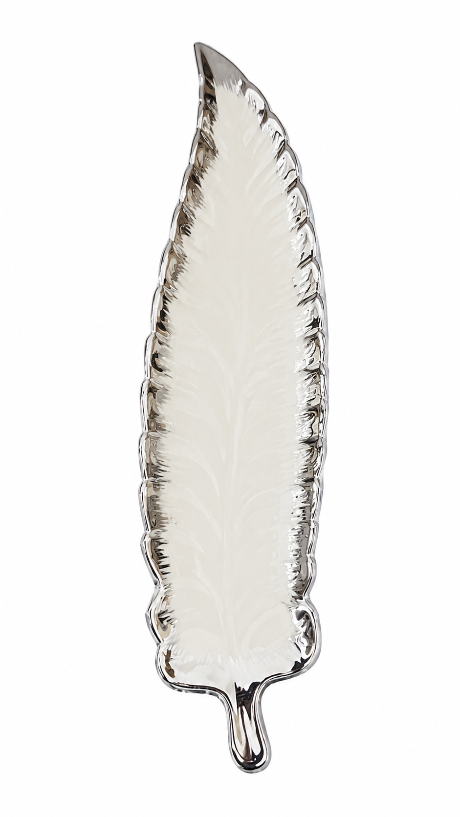 Silver Feather Decorative Serving Tray
