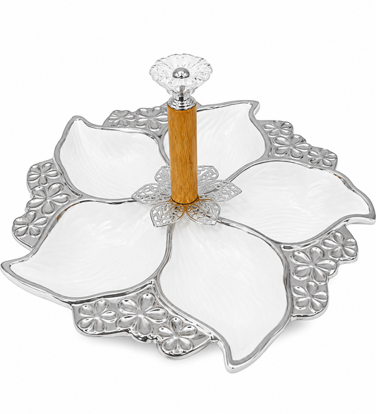 Silver Blossom 5-Compartment Serving Tray