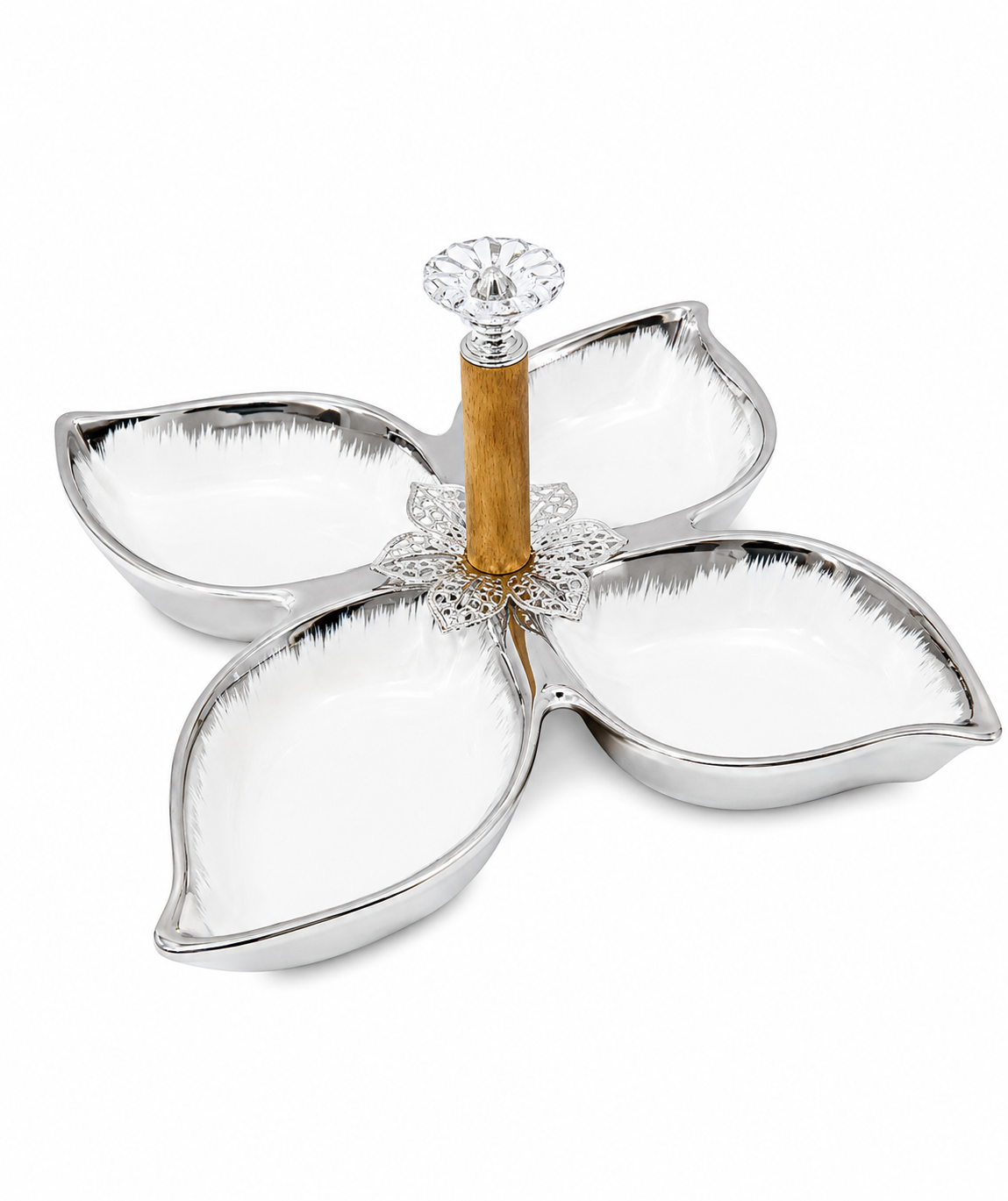 Silver Crystal 4-Section Serving Tray
