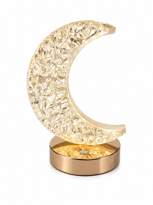 Crystal Crescent Moon LED Table Lamp – Luxury Decorative Night Light