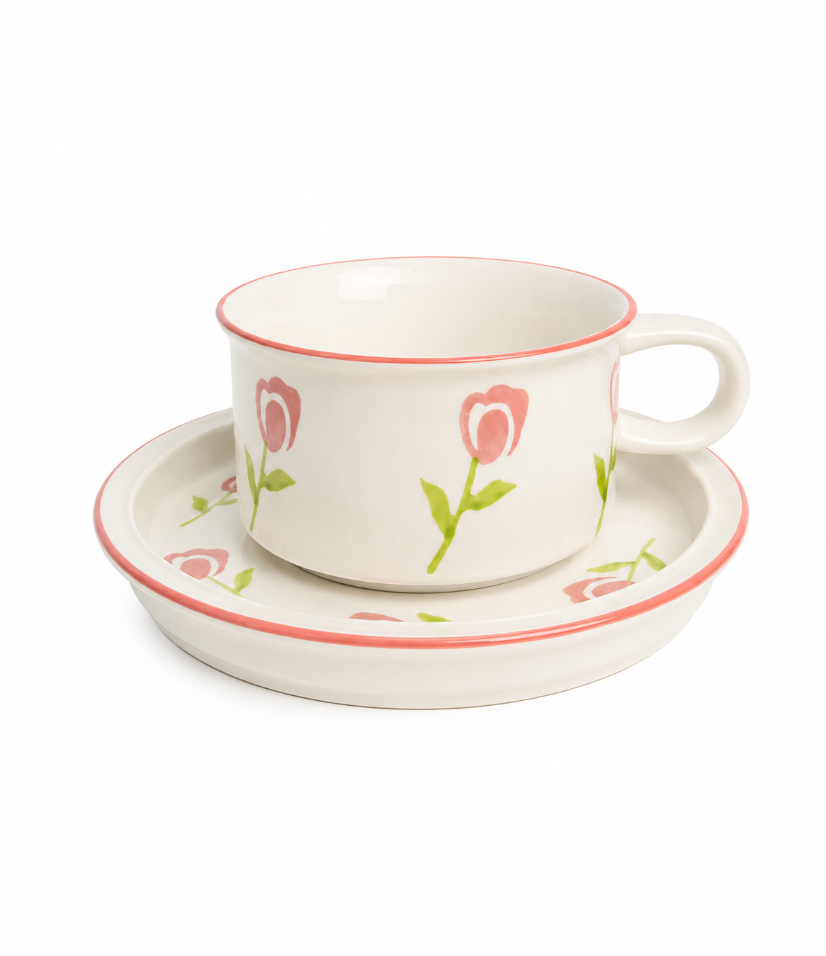 Blush Tulip Ceramic Cup & Saucer Set
