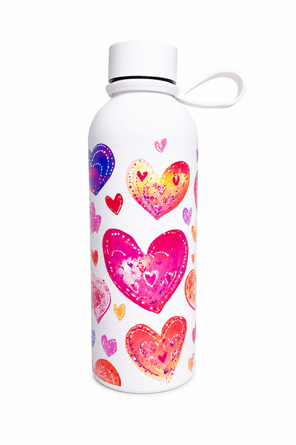 Colorful Heart Print Stainless Steel Water Bottle