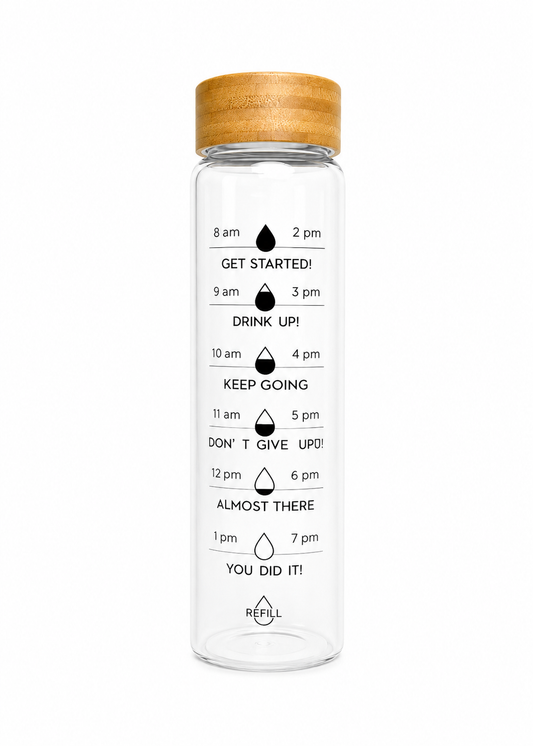 Motivational Time Marker Water Bottle with Bamboo Lid