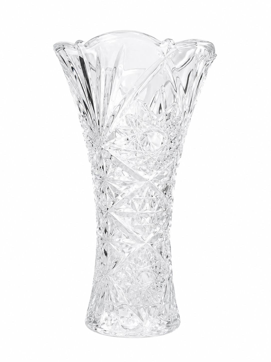 Elegant Cut Crystal Glass Flower Vase