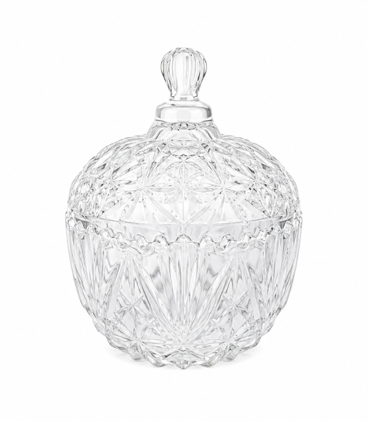 Elegant Crystal Glass Candy Jar with Lid