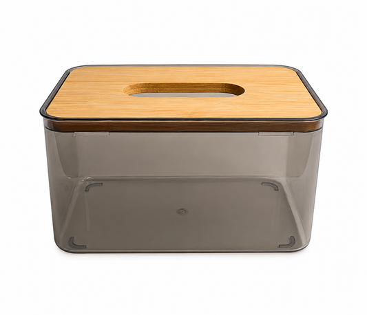 Modern Transparent Storage Box with Bamboo Lid
