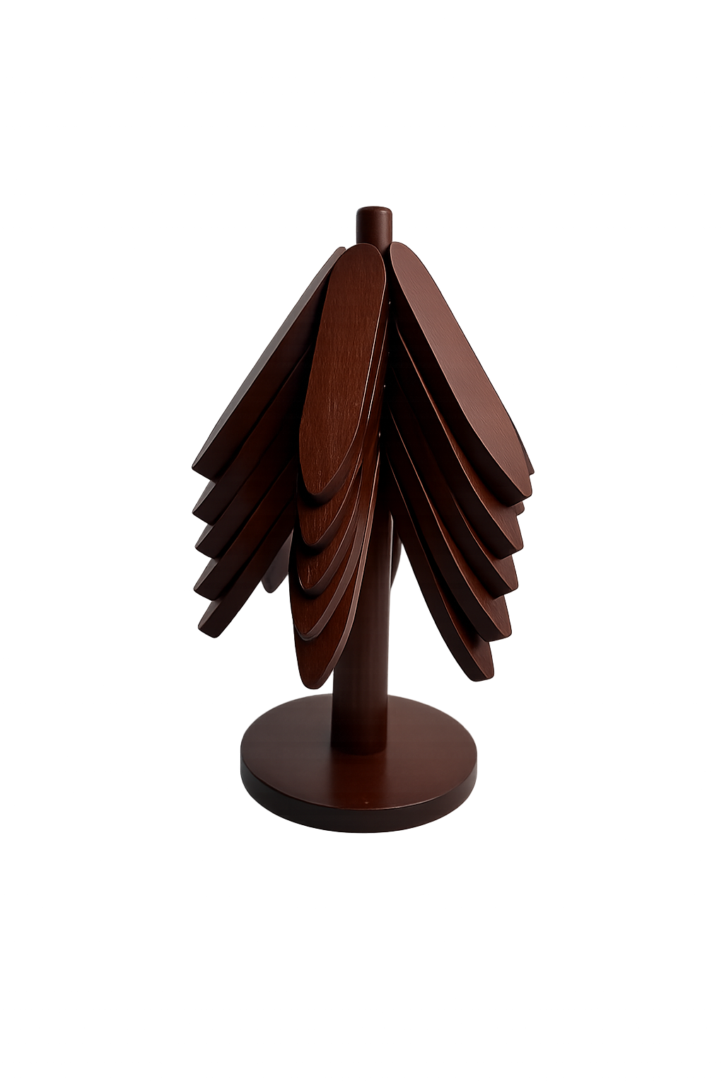 Modern Wooden Tree Coaster Set with Stand