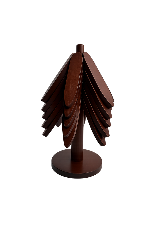 Modern Wooden Tree Coaster Set with Stand