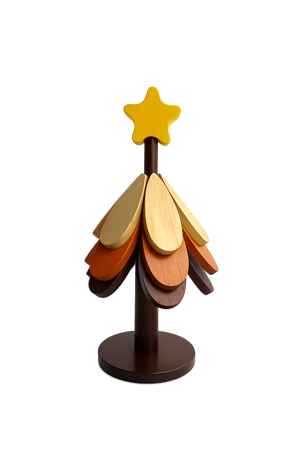 Colorful Wooden Christmas Tree Coaster Set with Holder