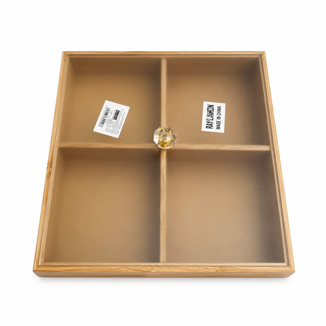 Bamboo Divided Storage Box with Lid