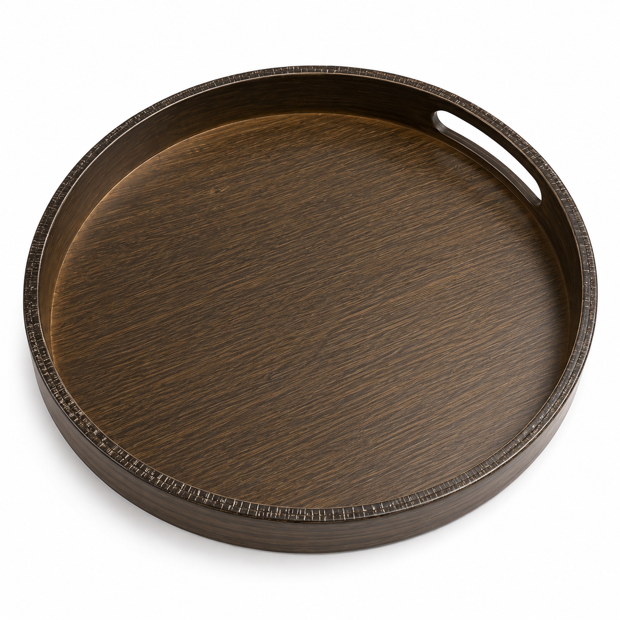 Round Bamboo Serving Tray with Handles