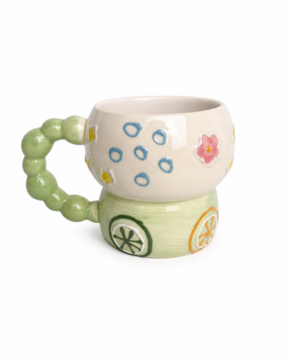 Sweet Cherry Pastel Mug with Beaded Handle