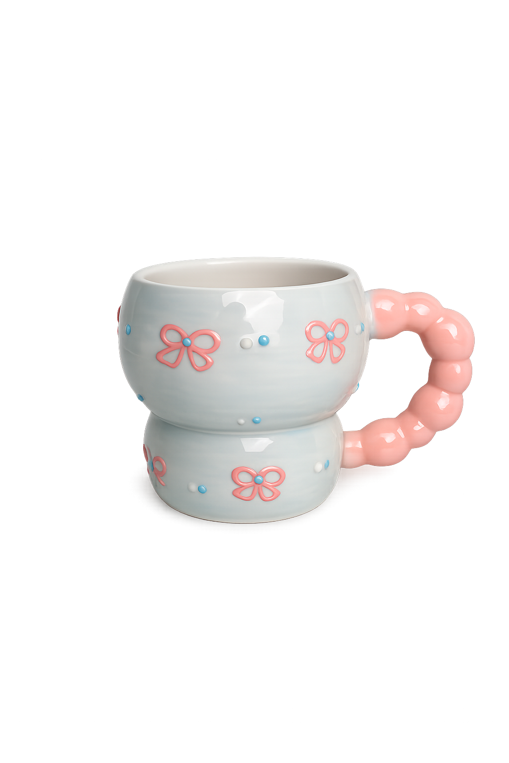 Sweet Cherry Pastel Mug with Beaded Handle