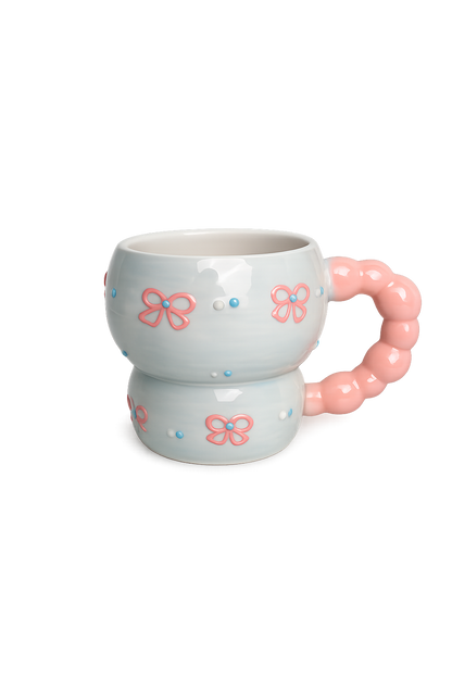 Sweet Cherry Pastel Mug with Beaded Handle