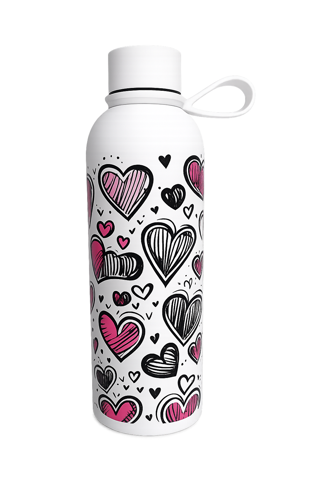 Colorful Heart Print Stainless Steel Water Bottle