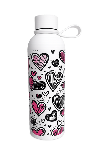 Colorful Heart Print Stainless Steel Water Bottle