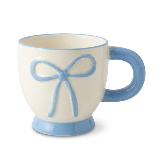 ow Accent Mug – Footed Base with Painted Ribbon Design