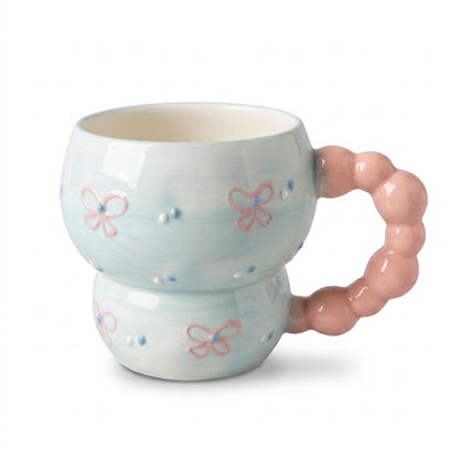 Two-Tier Bubble Handle Mug – Painted Pattern Design