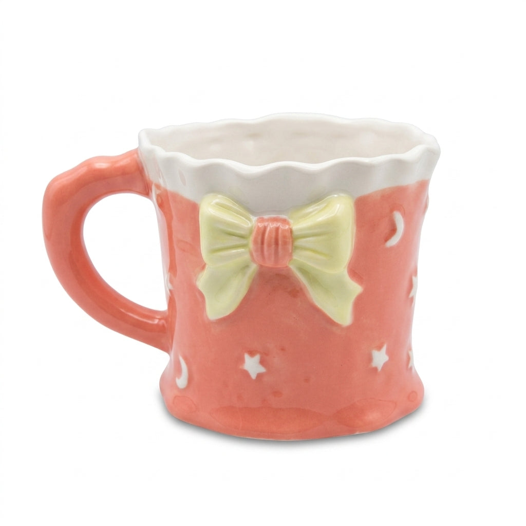 Ceramic Bow Mug – Celestial Moon & Star Design