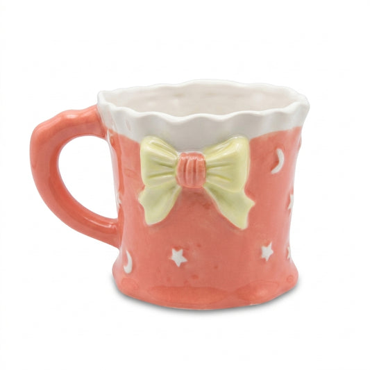 Ceramic Bow Mug – Celestial Moon & Star Design
