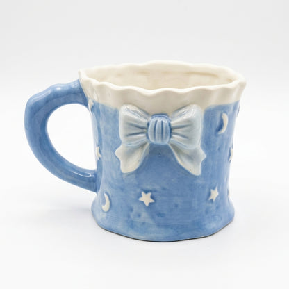 Ceramic Bow Mug – Celestial Moon & Star Design
