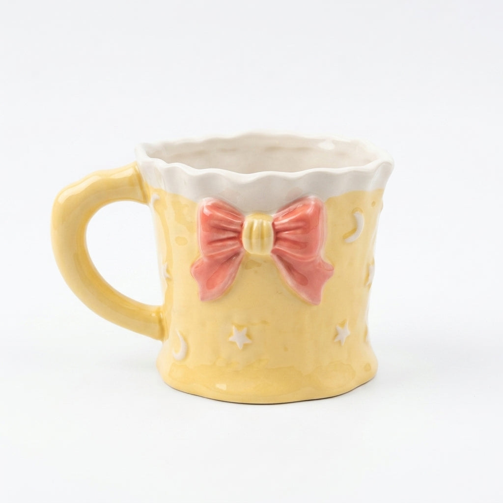 Ceramic Bow Mug – Celestial Moon & Star Design