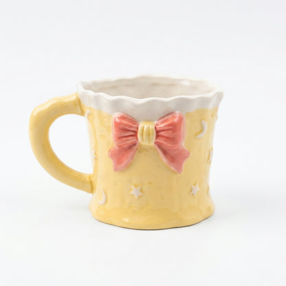 Ceramic Bow Mug – Celestial Moon & Star Design